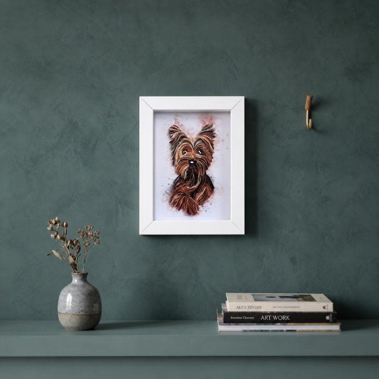 Minimalist Yorkshire Terrier Tablosu | Modern Ev & Ofis Dekorasyonu 