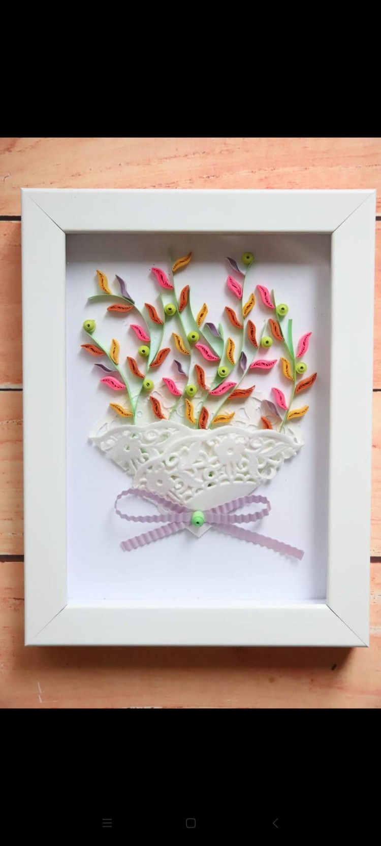 Quilling Vazo ve Çiçek Buketi Tablosu | Pastel Renkli  Kağıt Sanatı | Ev ve Ofis Dekorasyonu   