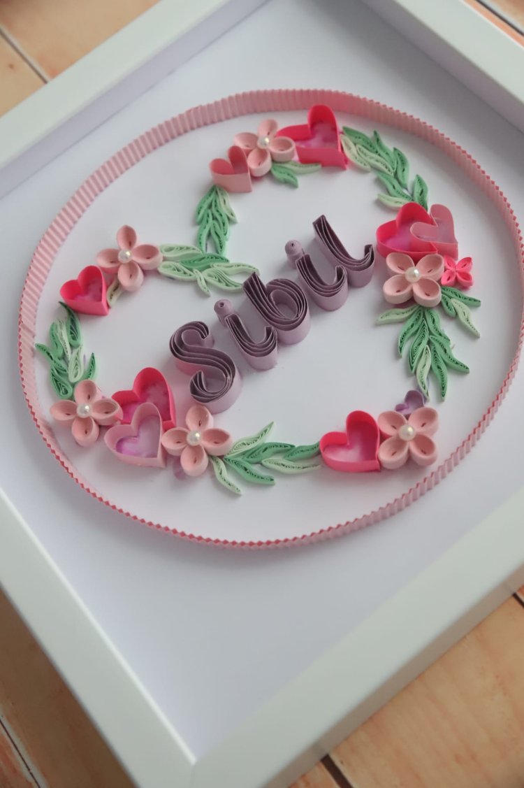 Kişi ismine özel derin çerçeveli quiling tablo