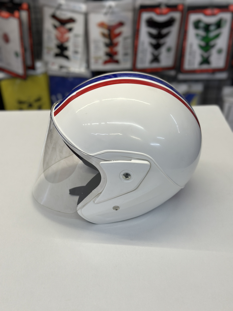 Retro Beyaz Vizörlü Yarım Motosiklet Kaskı