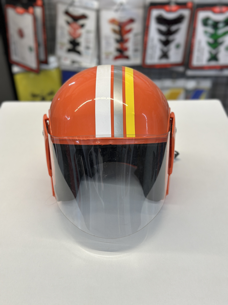Retro Turuncu Vizörlü Yarım Motosiklet Kaskı