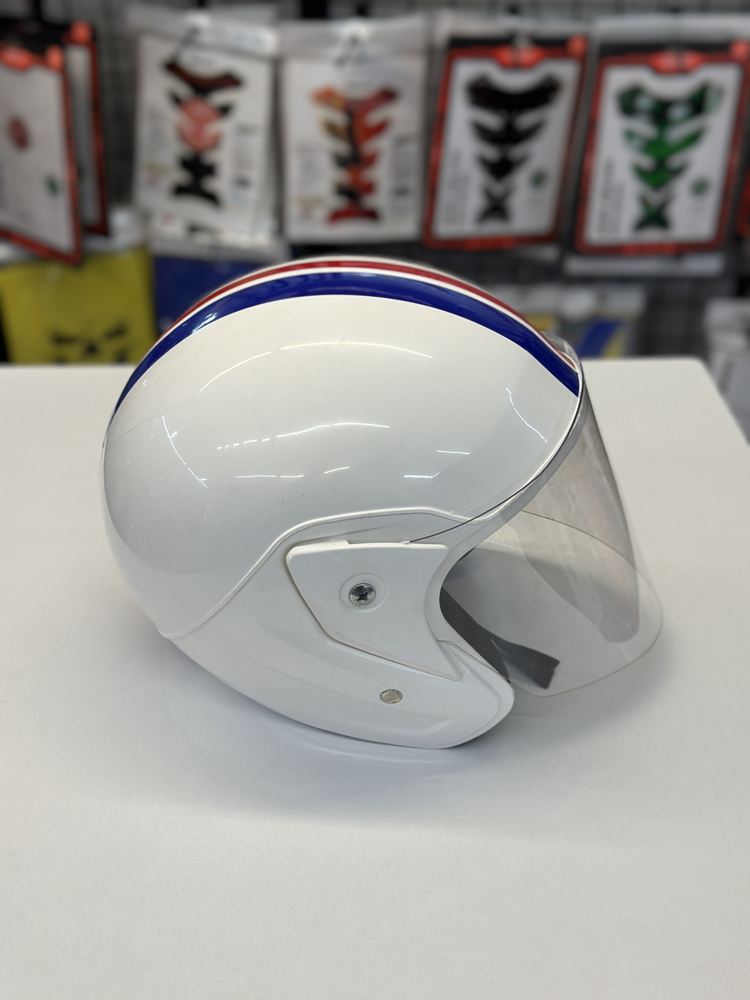 Retro Beyaz Vizörlü Yarım Motosiklet Kaskı
