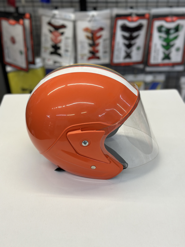 Retro Turuncu Vizörlü Yarım Motosiklet Kaskı