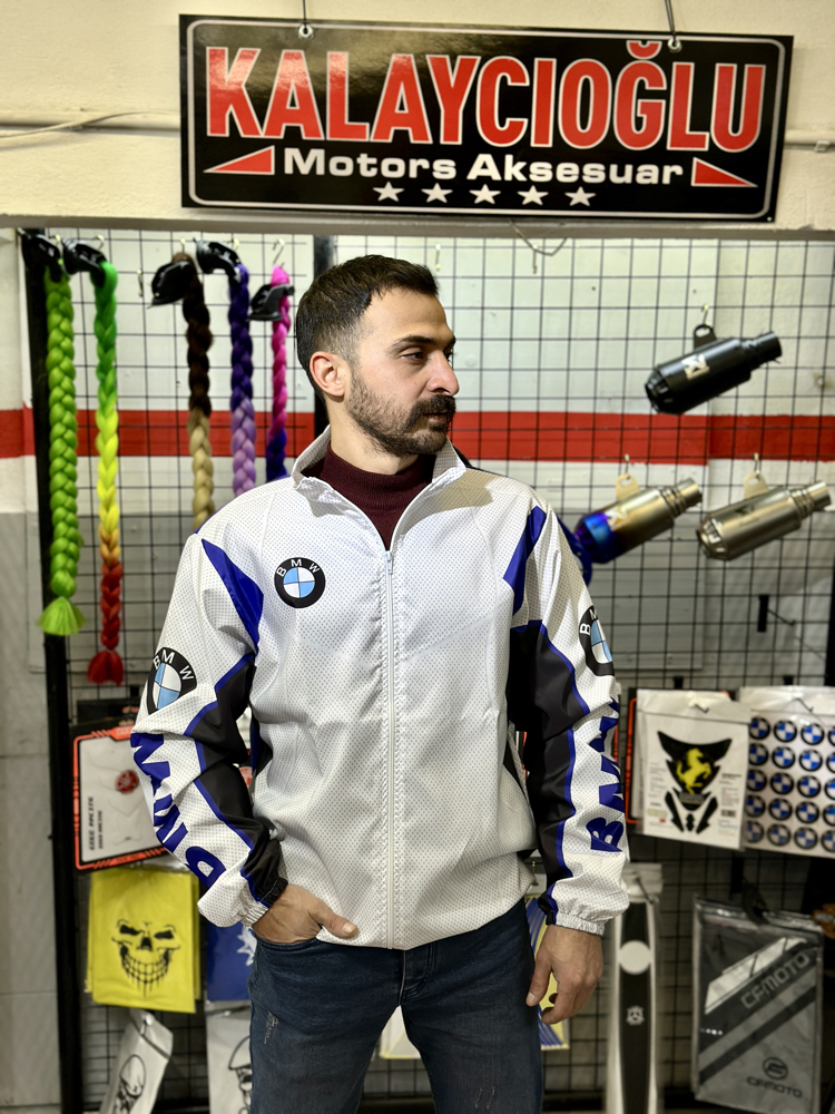BMW Paraşüt Kumaş Ceket Beyaz