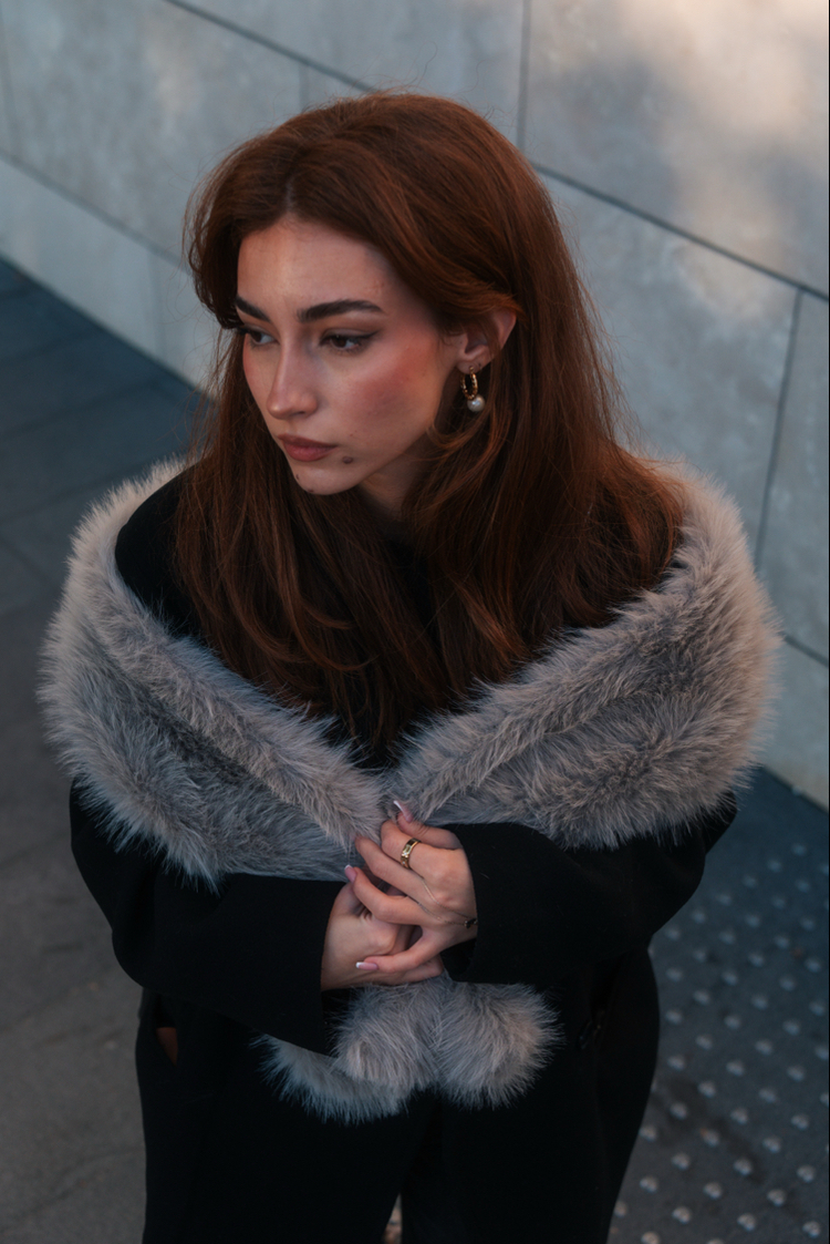 Suni Kürk Atkı - Gri