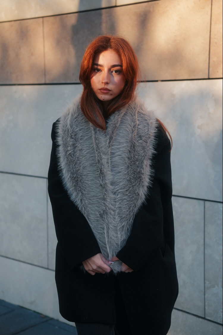Suni Kürk Atkı - Gri