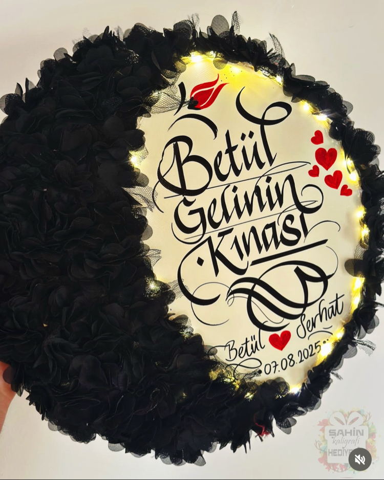 SİYAH LEDLİ YARIMAY TEF ( gelin,sünnet,düğün,nişan,6ay kınası,…vb)
