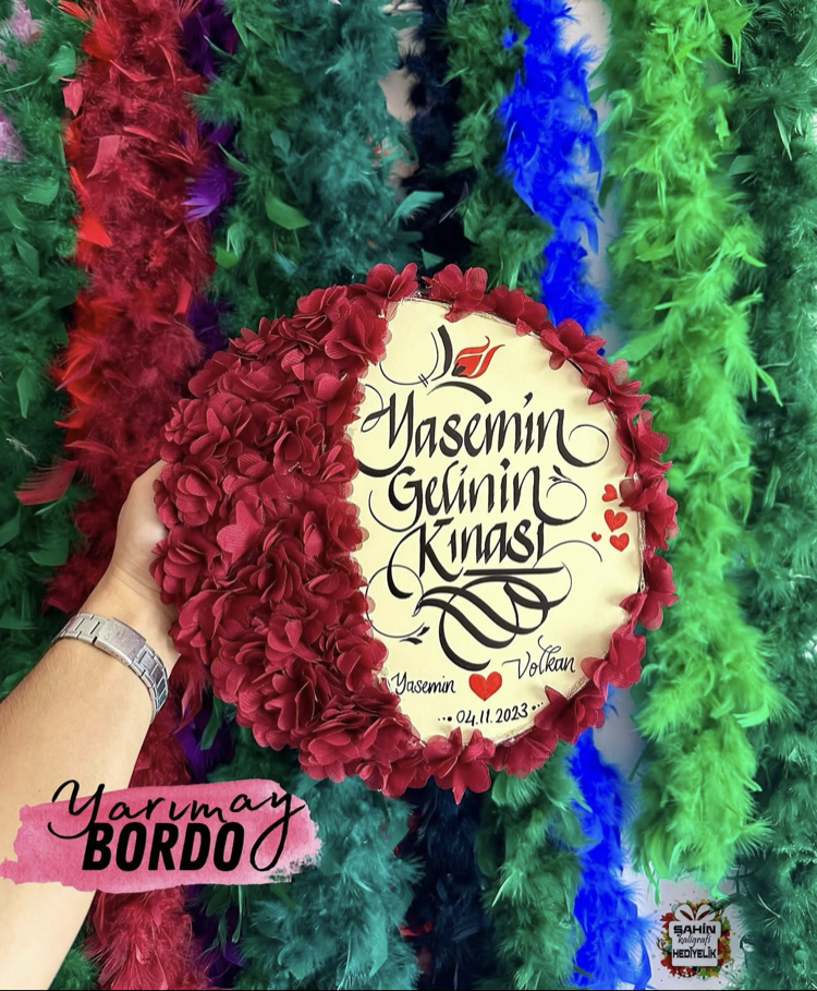 BORDO  LEDLİ YARIMAY TEF ( gelin,sünnet,düğün,nişan,6ay kınası,…vb)