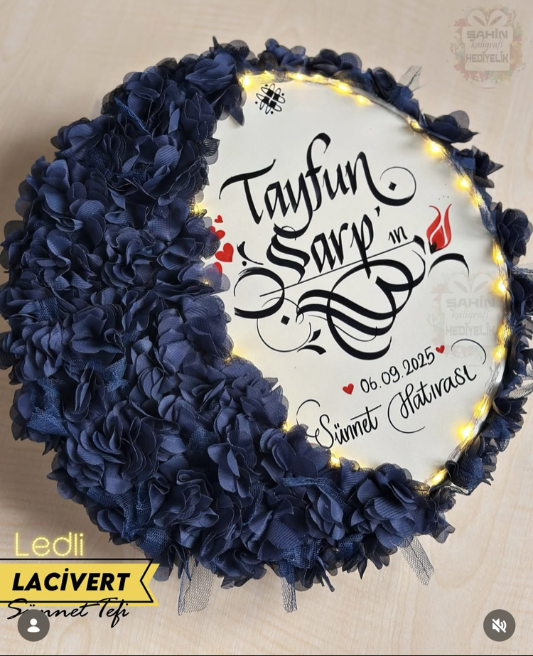 LACİVERT LEDLİ YARIMAY TEF ( gelin,sünnet,düğün,nişan,6ay kınası,…vb)