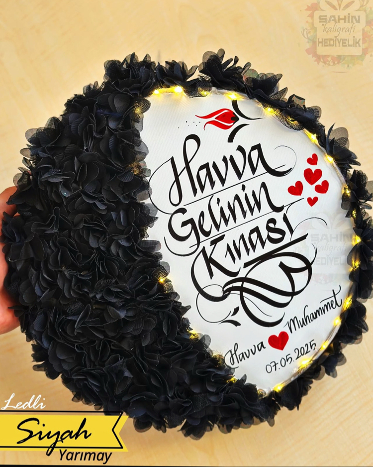 SİYAH LEDLİ YARIMAY TEF ( gelin,sünnet,düğün,nişan,6ay kınası,…vb)
