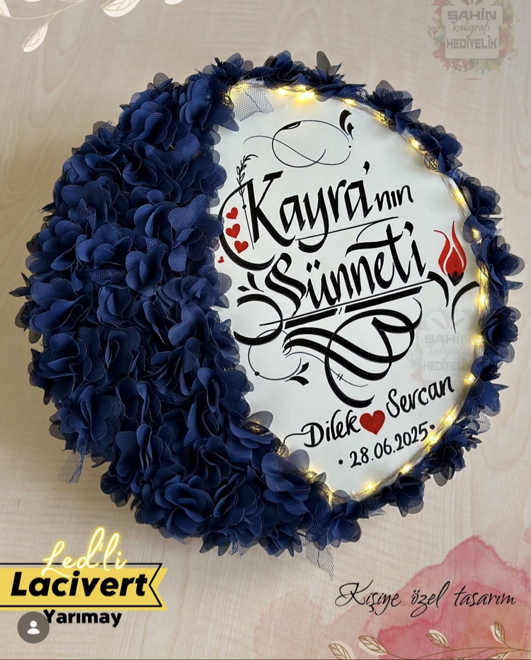 LACİVERT LEDLİ YARIMAY TEF ( gelin,sünnet,düğün,nişan,6ay kınası,…vb)
