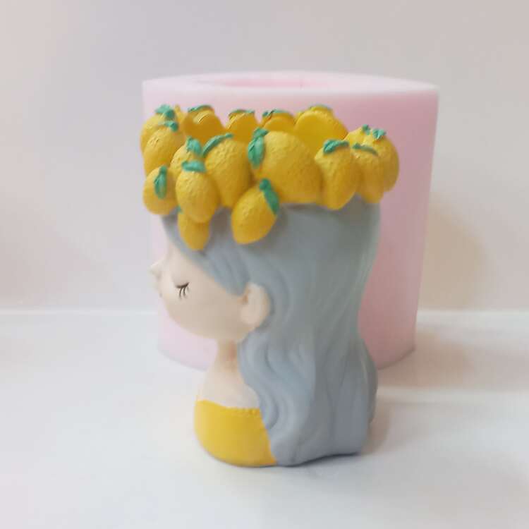 Limon Taçlı Kız Saksı Silikon Kalıp - K7952