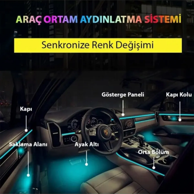 RGB Renk Değiştiren Araç İçi Ambiyans LED