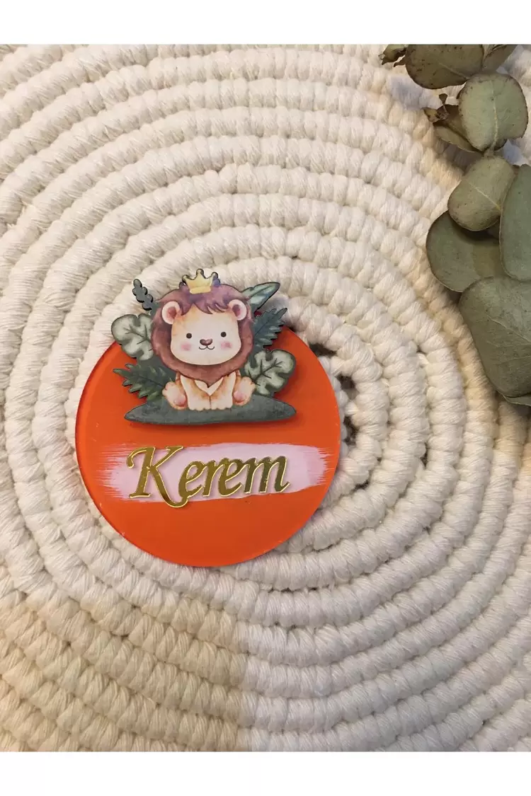Magnet Aslan Figürlü Pleksi Turuncu 6 cm 10 Adet