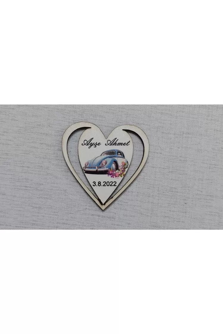 7 Cm Kalpli Mavi Vosvos Magnet Söz Nişan Nikah Düğün 25 Adet