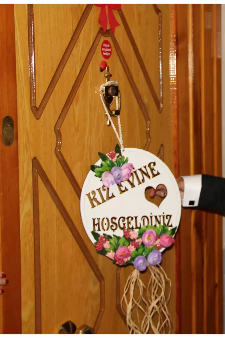Oğlan Evi  - Kız Evi Ahşap Süs - Düğün Kına Nişan 30cm