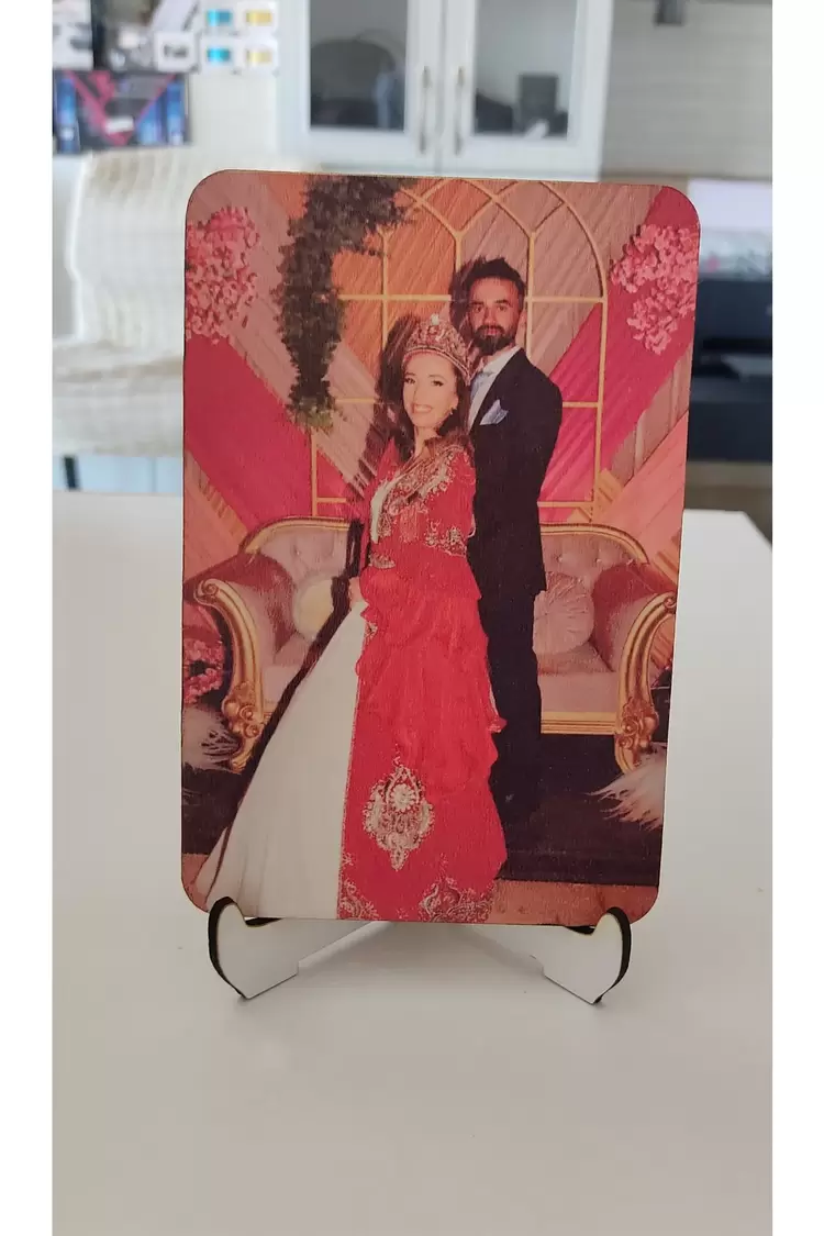 Ahşap Süblimasyon Fotoğraf Baskılı Ayaklı Masa Süsü 15x10cm