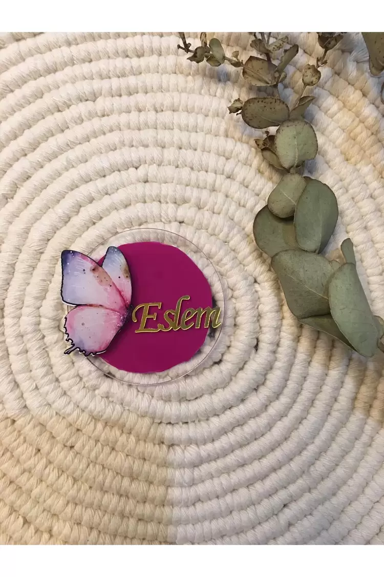 Magnet Kelebek Pleksi Bordo 10 Adet 6 Cm