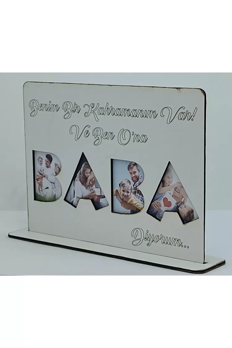 BABA HARF İÇİ FOTOĞRAF ÇERÇEVESİ MDF KESİM 20X15CM 4 ADET FOTO BABALAR GÜNÜ