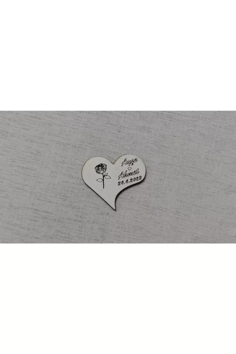 6 Cm Gül Ve Kalp Magnet Söz Nişan Nikah Düğün 25 Adet