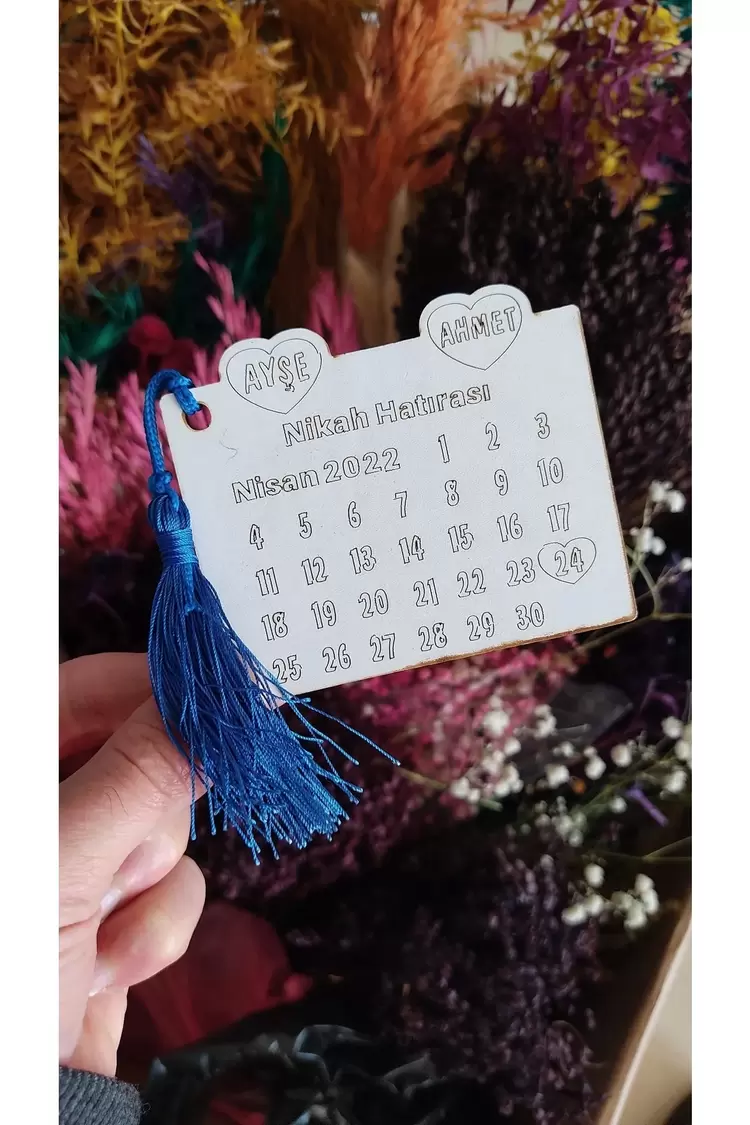 8,5x7 Cm Takvimli Ipli Magnet Söz Nişan Nikah Düğün 25 Adet
