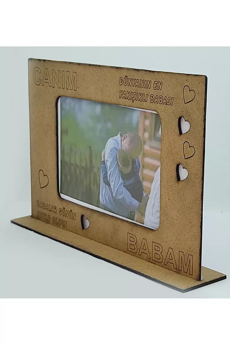 CANIM BABAM FOTOĞRAF ÇERÇEVESİ MDF KESİM AHŞAP GÖRÜNÜM 25X16CM(FOTO 15X10) BABALAR GÜNÜ