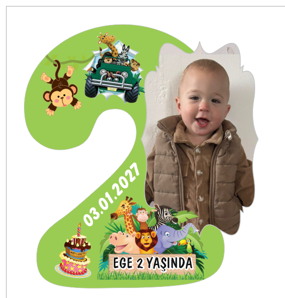 2 Yaş Ahşap süblimasyon baskılı Mdf Magnet – Kişiye Özel Doğumı 6x7 Cm Foto 25 Adet