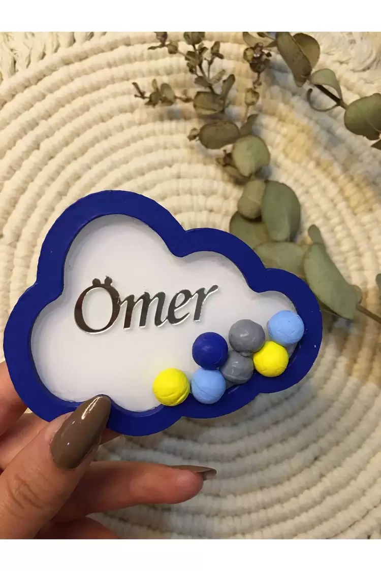 Magnet Bulut 8,5 cm Ömer İsimli Pleksi 10 Adet
