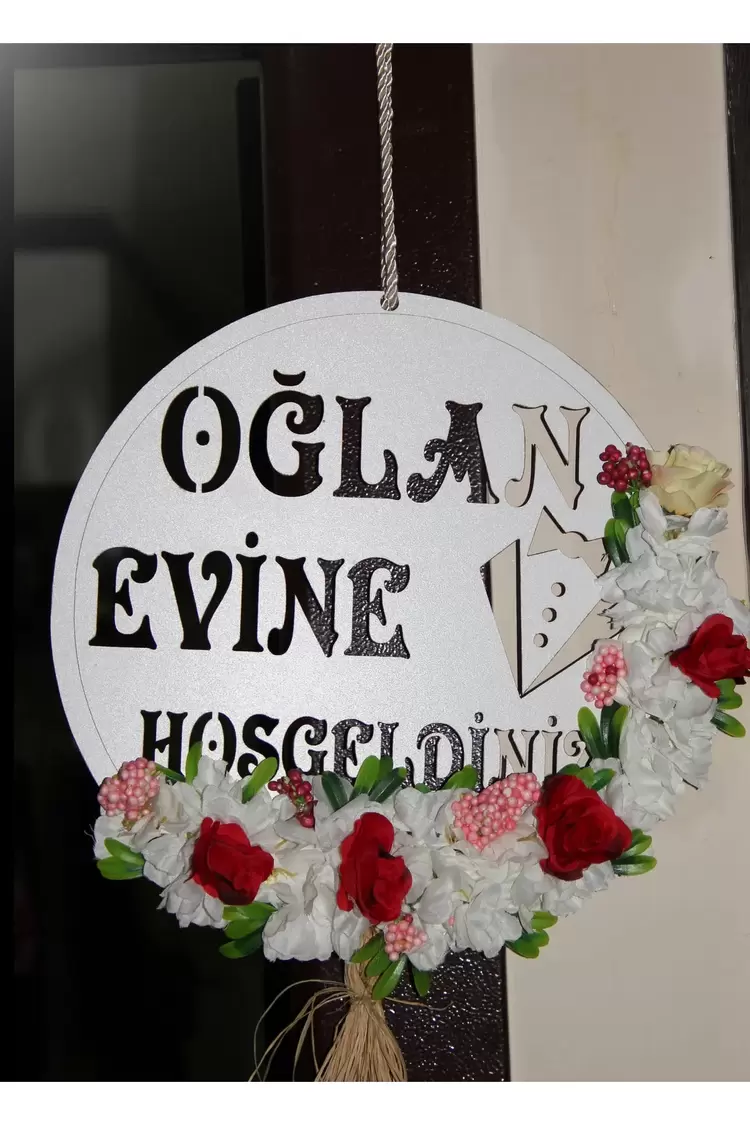 Oğlan Evi  - Kız Evi Ahşap Süs - Düğün Kına Nişan 30cm