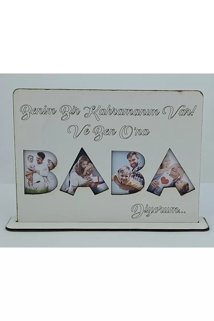 BABA HARF İÇİ FOTOĞRAF ÇERÇEVESİ MDF KESİM 20X15CM 4 ADET FOTO BABALAR GÜNÜ