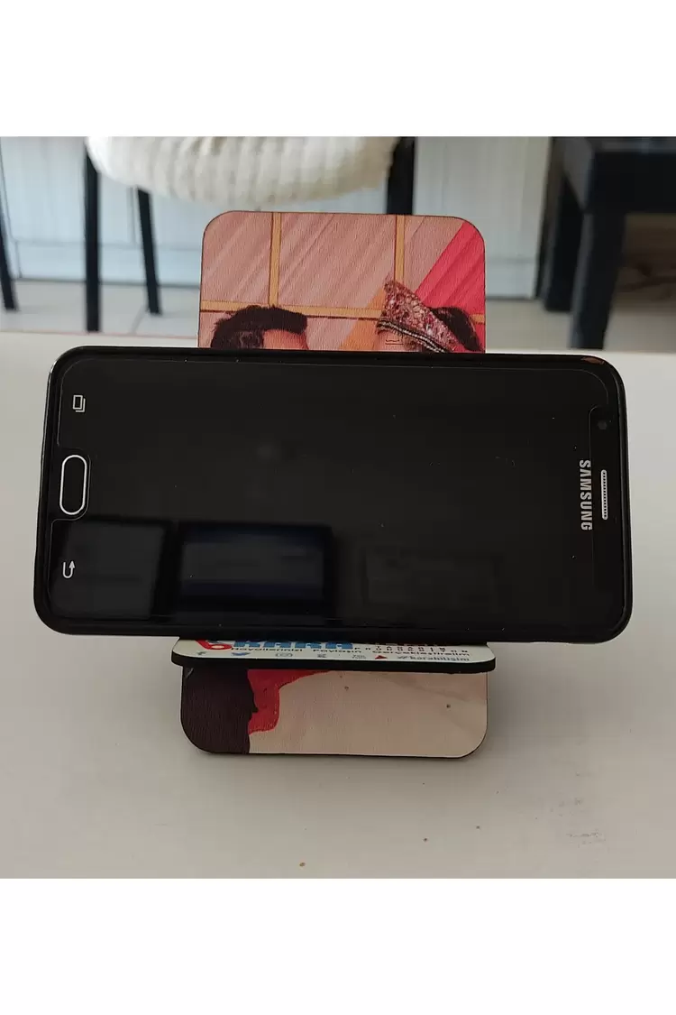 Kişiye Özel Fotoğraf Baskılı Ahşap Telefon Tutucu