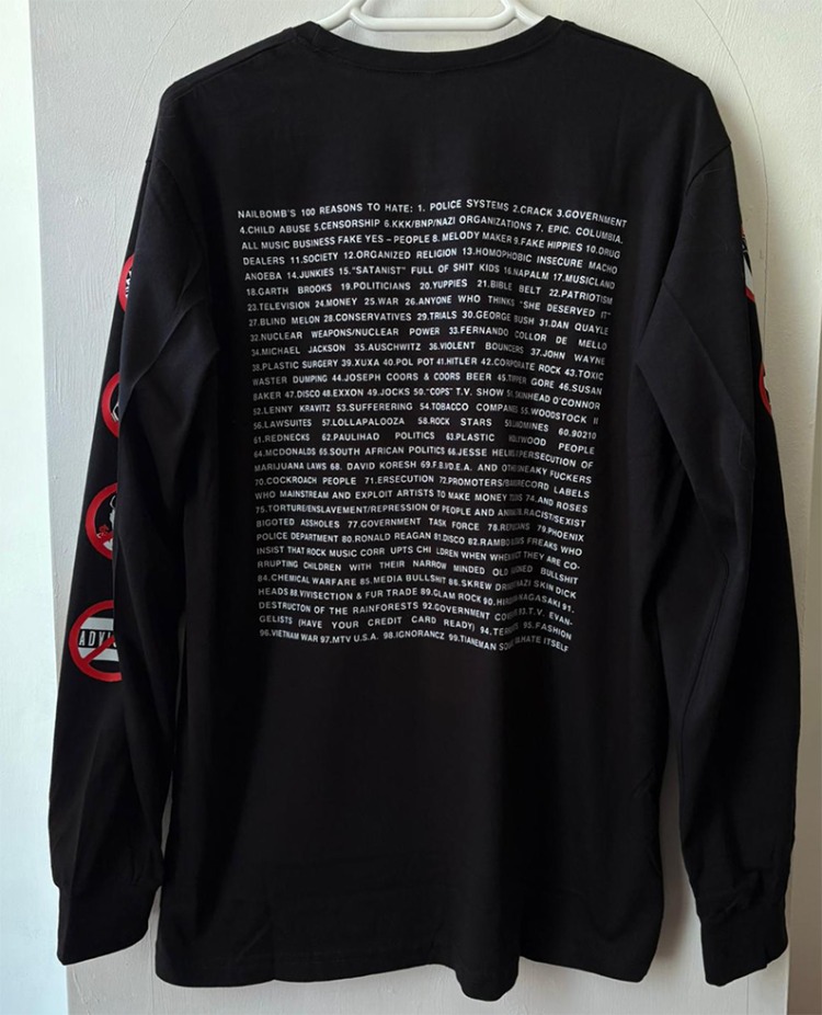 Nailbomb - 100 Reasons to Hate - Uzun Kollu Tshirt (Arka baskı opsiyonel)