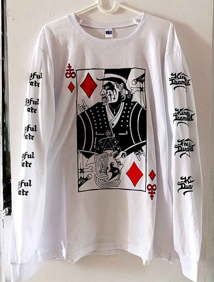 King Diamond - İskambil Kart özel tasarım - UZUN KOLLU Tshirt (Krem renk özel nadir baskı)
