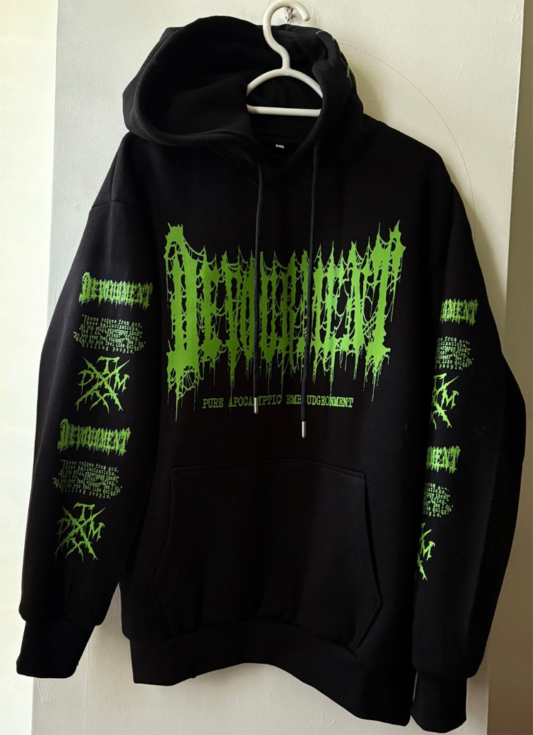 Devourment- TXDM - Hoodie (yeşil)  (Ön + arka  + Kol baskı) (Kafa baskı opsiyonel)