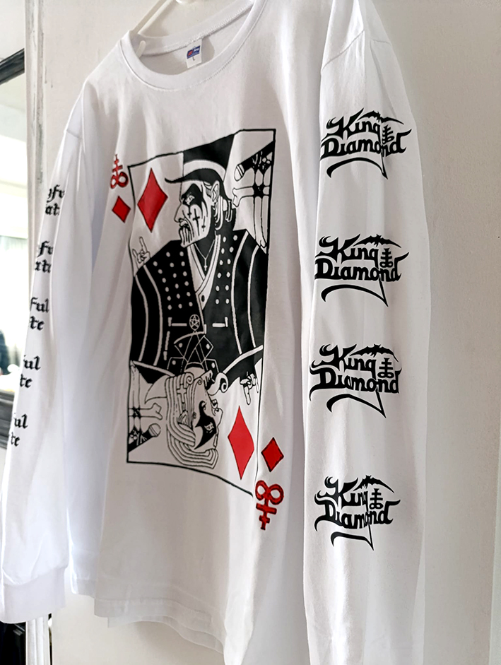 King Diamond - İskambil Kart özel tasarım - UZUN KOLLU Tshirt (Krem renk özel nadir baskı)