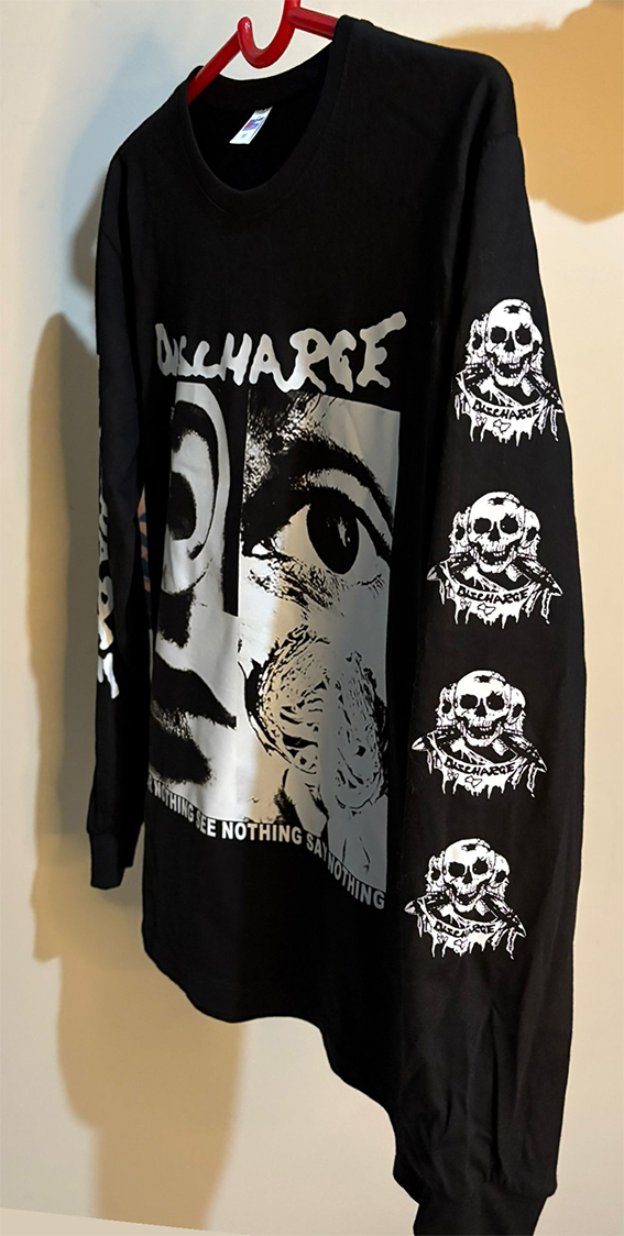Discharge - Hear Nothing See Nothing - Uzun Kollu Tshirt (Ön + Kol baskı) (Arka baskı opsiyonel)