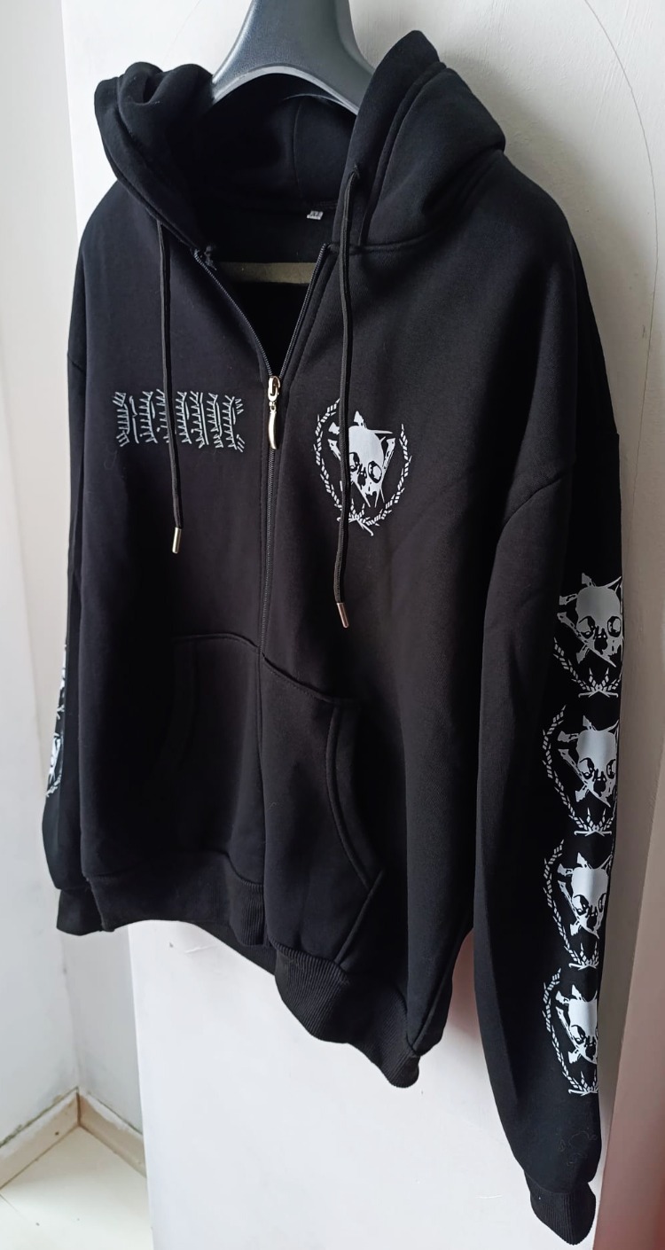 Revenge - No Remorse - Fermuarlı Hoodie (Ön + arka + Kol baskı)
