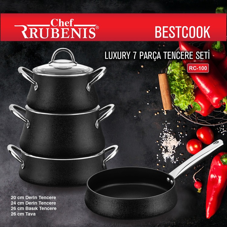 RUBENİS CHEF LUXURY 7 PARÇA TENCERE SETİ RC-100