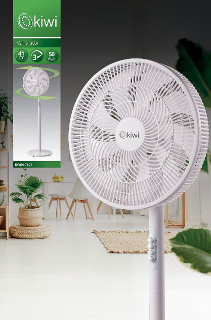 Kiwi Kfan- 7627 Salınım Fonksiyonlu Ultra Sessiz Stand Vantilatör