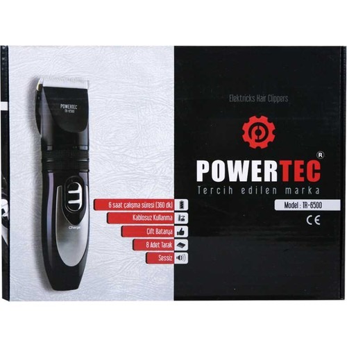 Powertec TR-6500 Çift Bataryalı Saç Kesme Makinesi