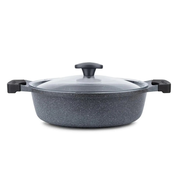 Thermoad Graneu Cam Kapaklı 26 cm 3 Parça Tava Tencere Seti