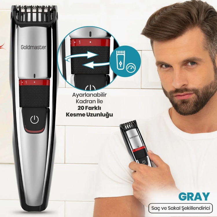 Goldmaster GM-8158 Şarjlı Ayarlanabilen Kademeli Saç ve Sakal Kesme Makinesi