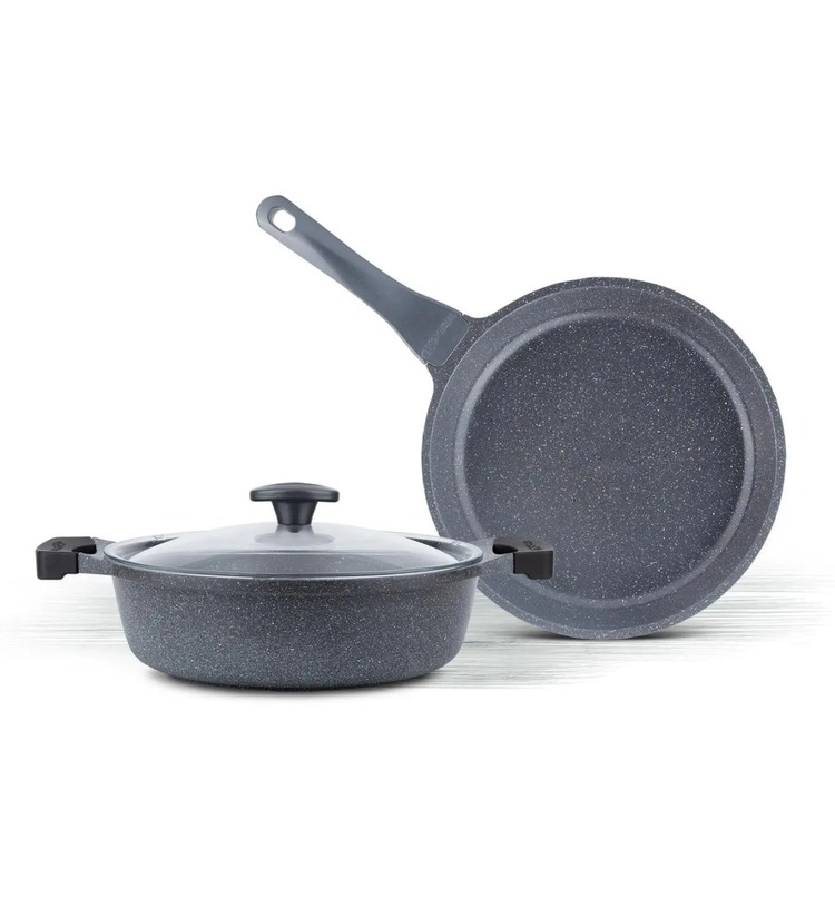Thermoad Graneu Cam Kapaklı 26 cm 3 Parça Tava Tencere Seti