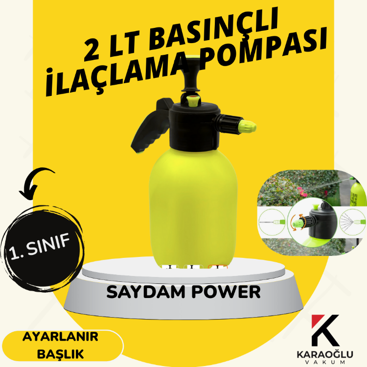 Saydam Power İlaç Pompası 2 Litre Kapasiteye Sahip Sarı Renkli Basınçlı Sprayer