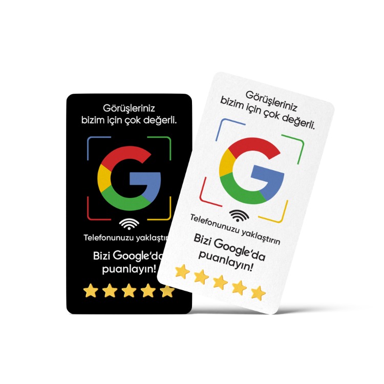 QR + NFC Google Yorum Kartı (Siyah/Beyaz Seçenekli)