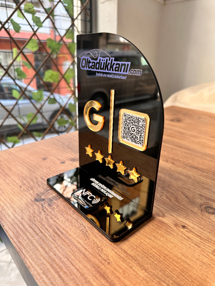 Tek QR & NFC Özellikli PleksiGlass Stant