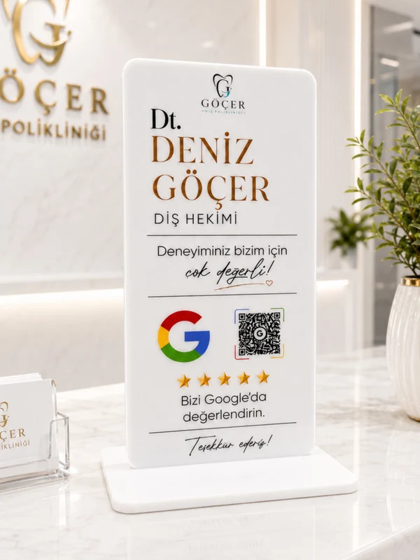  Tek QR Özellikli PleksiGlass Stant Dikey