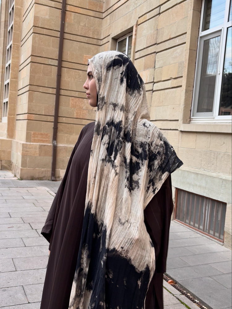Çizgili acı kahve abaya