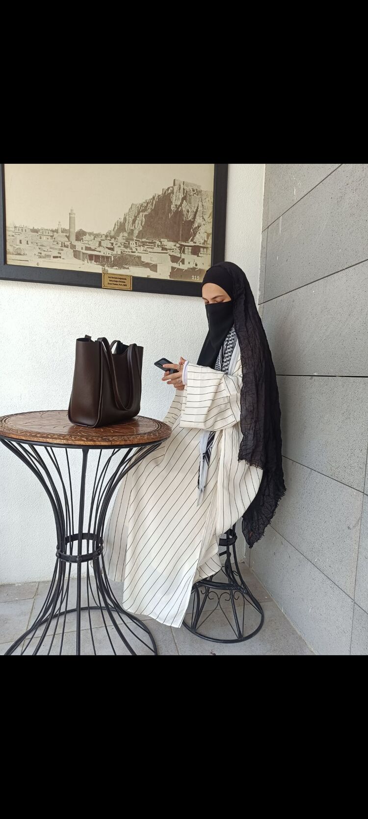 modal çizgili abaya 