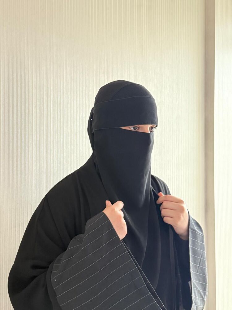 kolları çizgili Abaya
